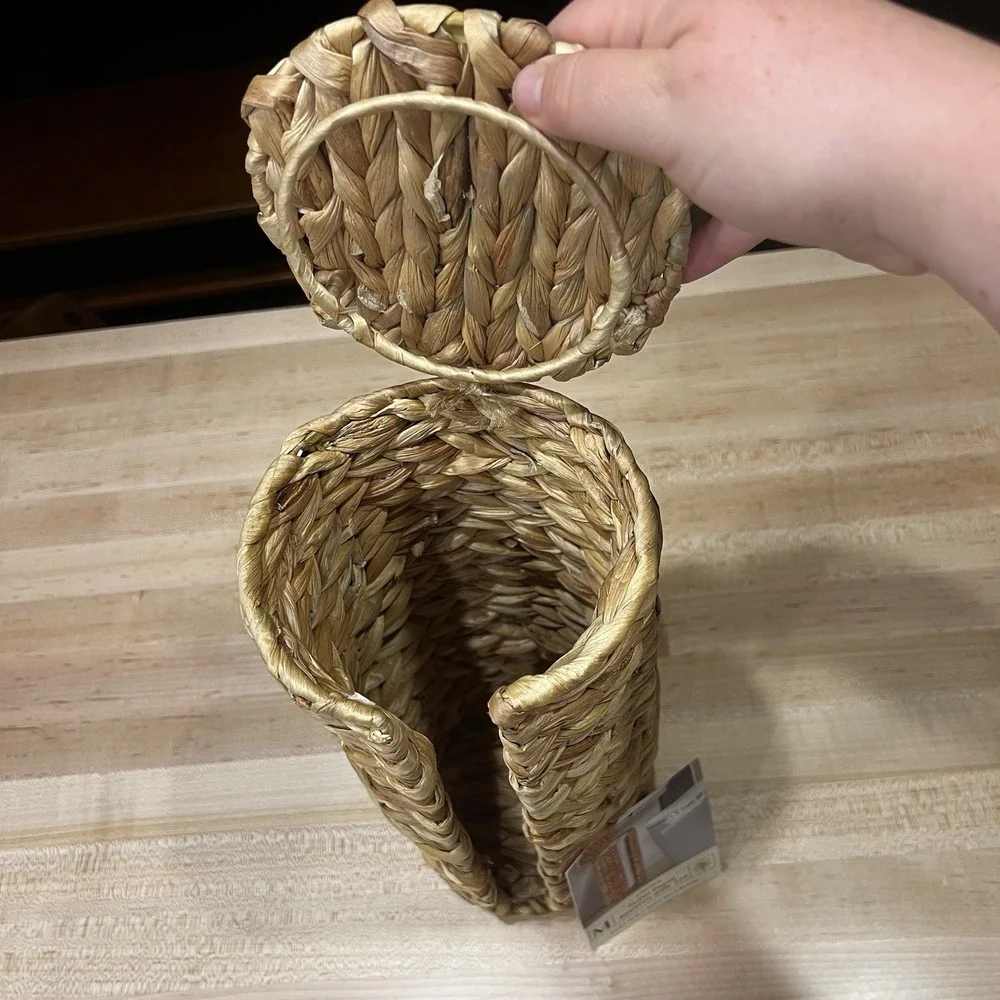 Natural Hyacinth Floor Standing Toilet Paper Reserve Stand Alone Storage New